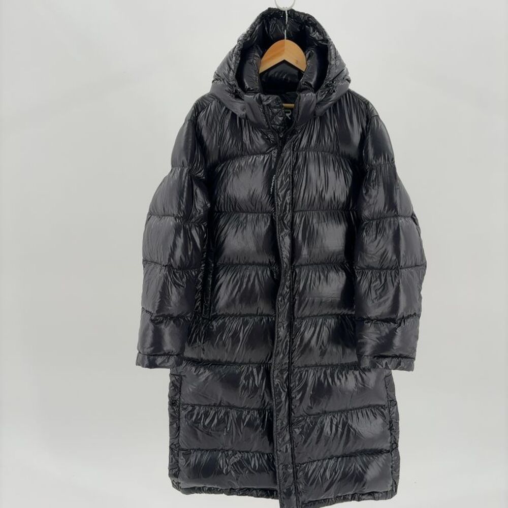 Aritzia Superpuff Long Black Hi-Gloss Quilted Puffer Coat with Hood